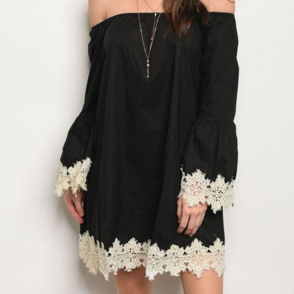 ... Dresses & Skirts - BOHO BLACK OFF SHOULDER DRESS